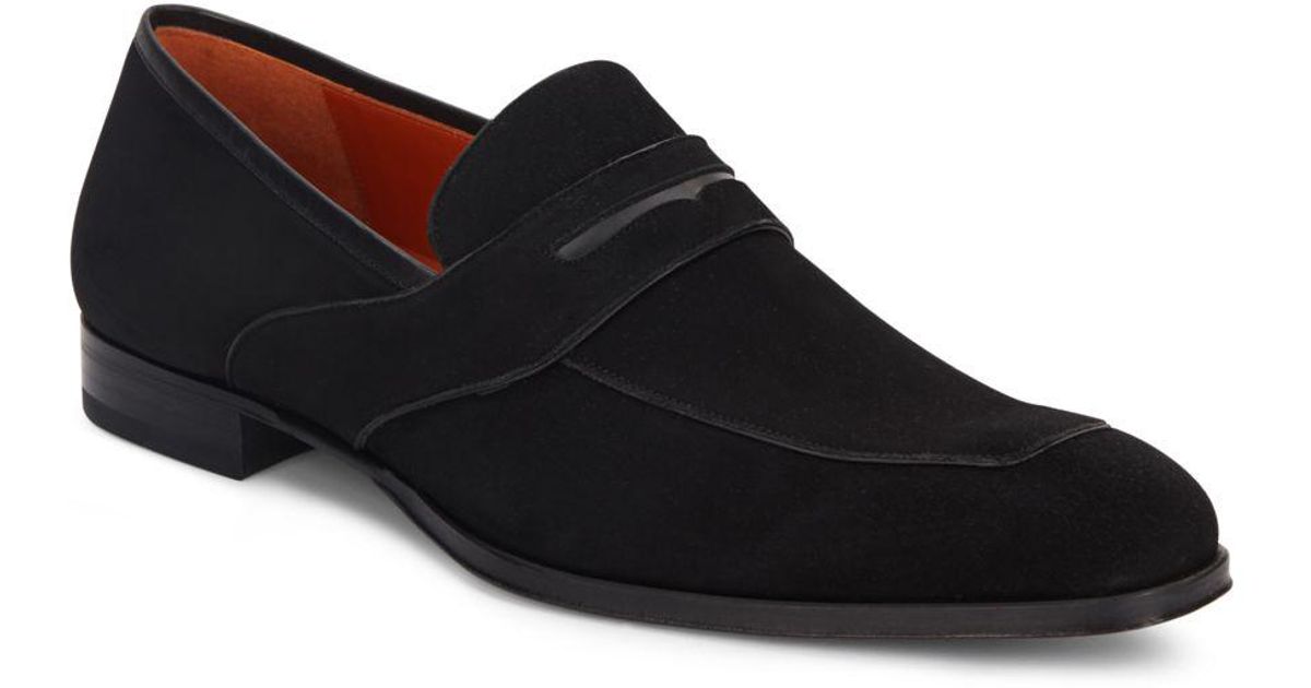 Mezlan Moura Suede Penny Loafers in Black for Men Lyst