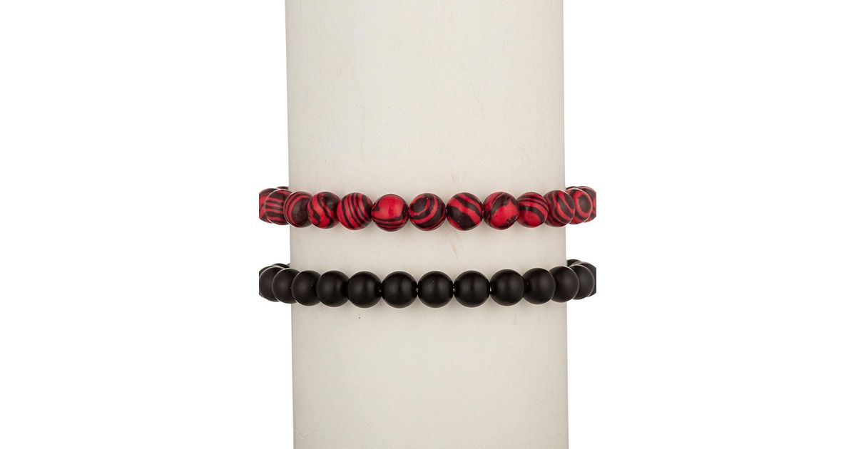 Eye Candy LA 2piece Mateo Tiger Eye & Onxy Stretch Bracelet Set for