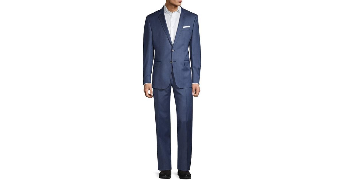 BOSS Trabaldo Togna 1840 Slim-fit Virgin Wool Suit in Blue for Men | Lyst