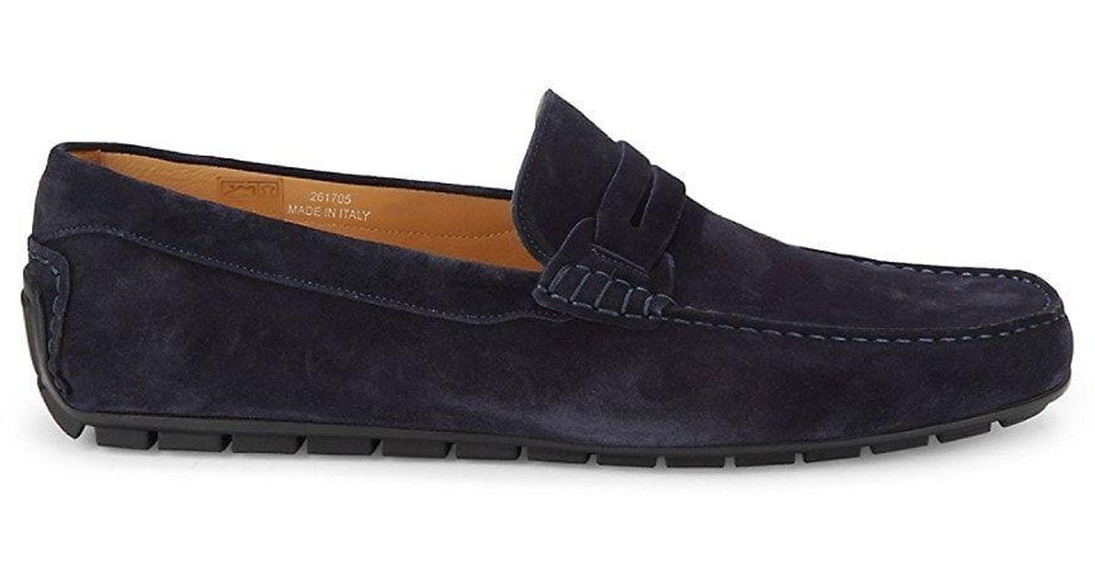 Canali Suede Driving Loafers in Blue for Men | Lyst