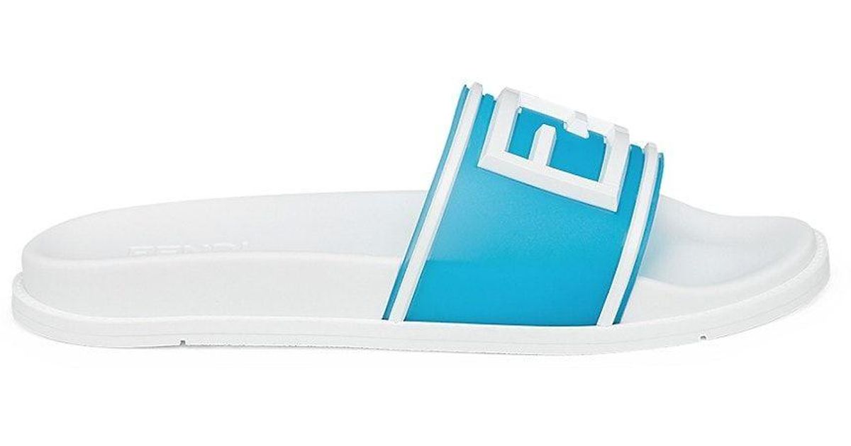 Fendi Sandalo Logo Pool Slides in Blue for Men | Lyst