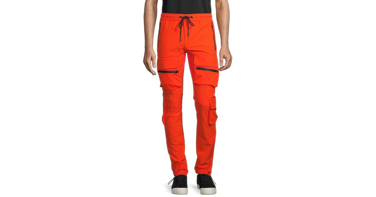orange cargo sweatpants