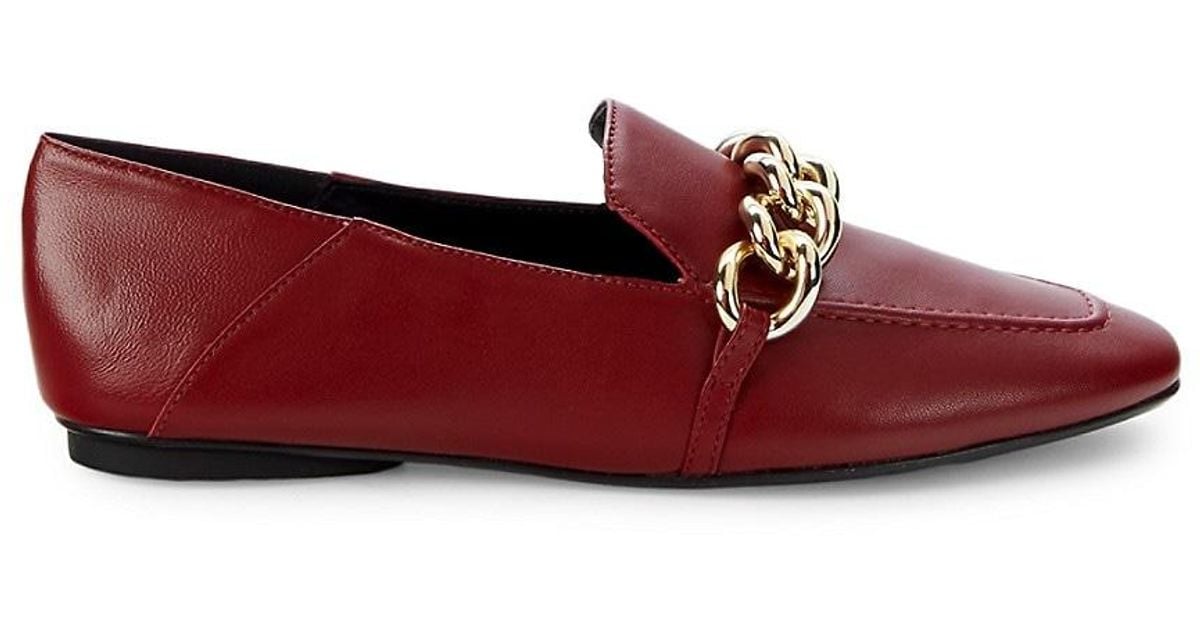 Saks Fifth Avenue Chain Leather Loafer in Burgundy (Red) Lyst