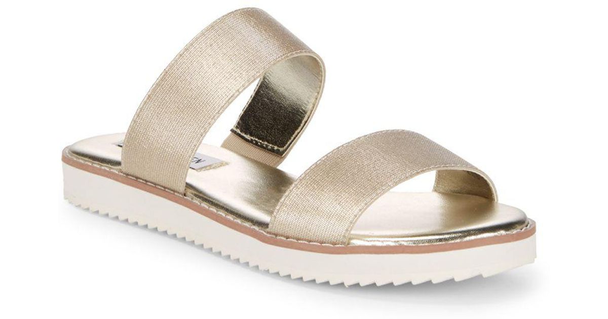 gold two strap sandals