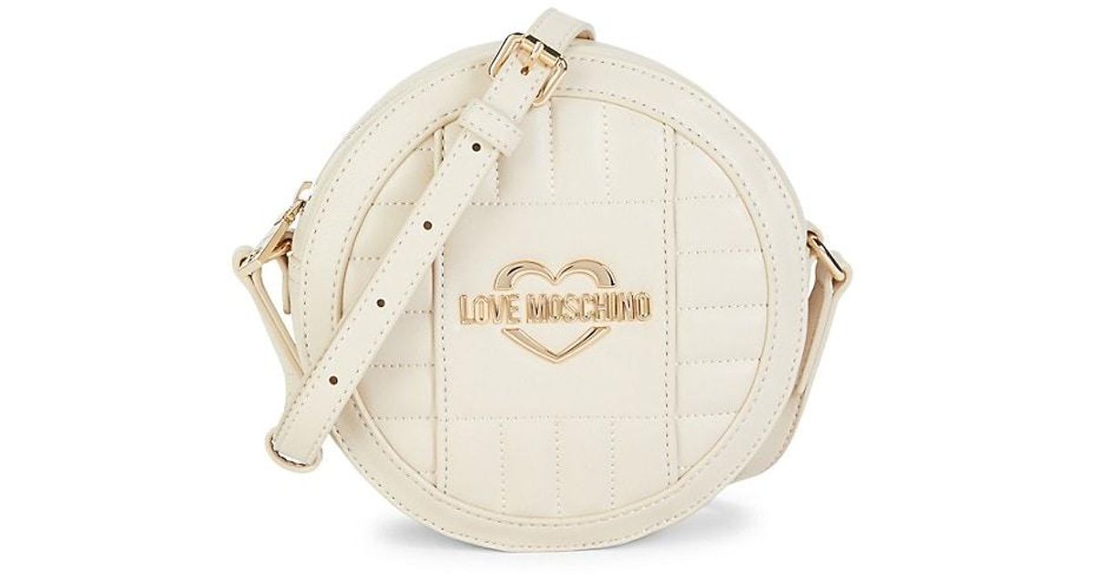 Love Moschino Quilted Circle Crossbody Bag in White | Lyst