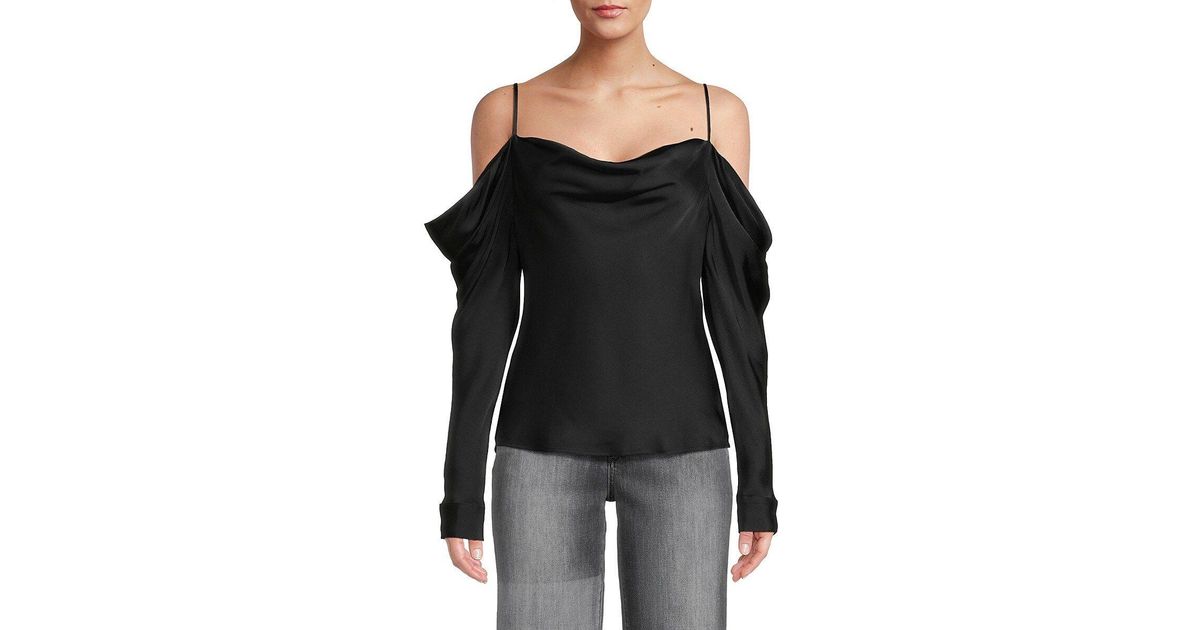 L'Agence Zion Cold Shoulder Top in Black | Lyst