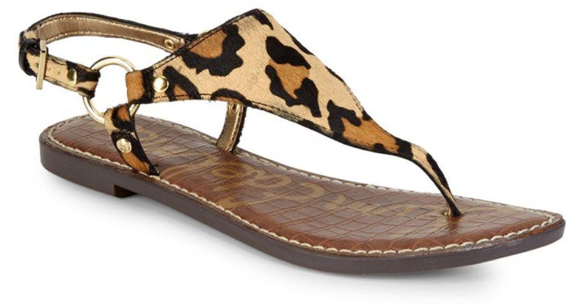 leopard thong sandals