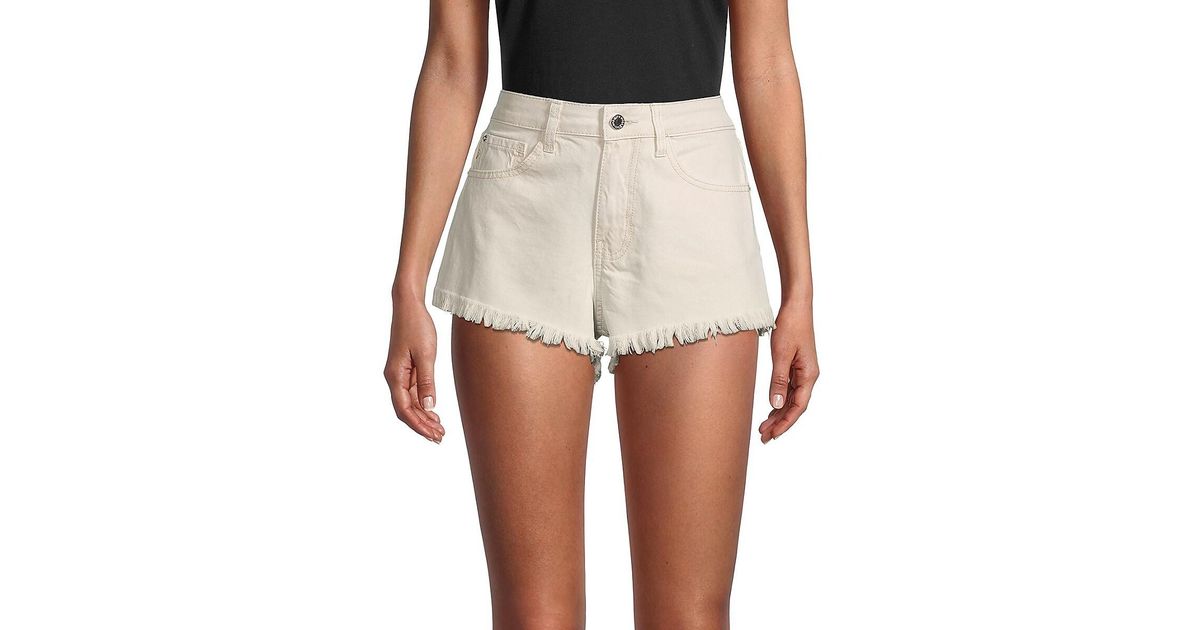 We Wore What Weworewhat Low-rise Frayed Denim Shorts in White | Lyst