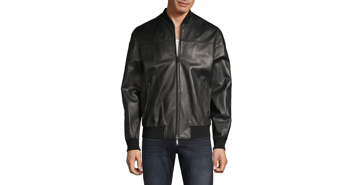 brioni leather bomber jacket