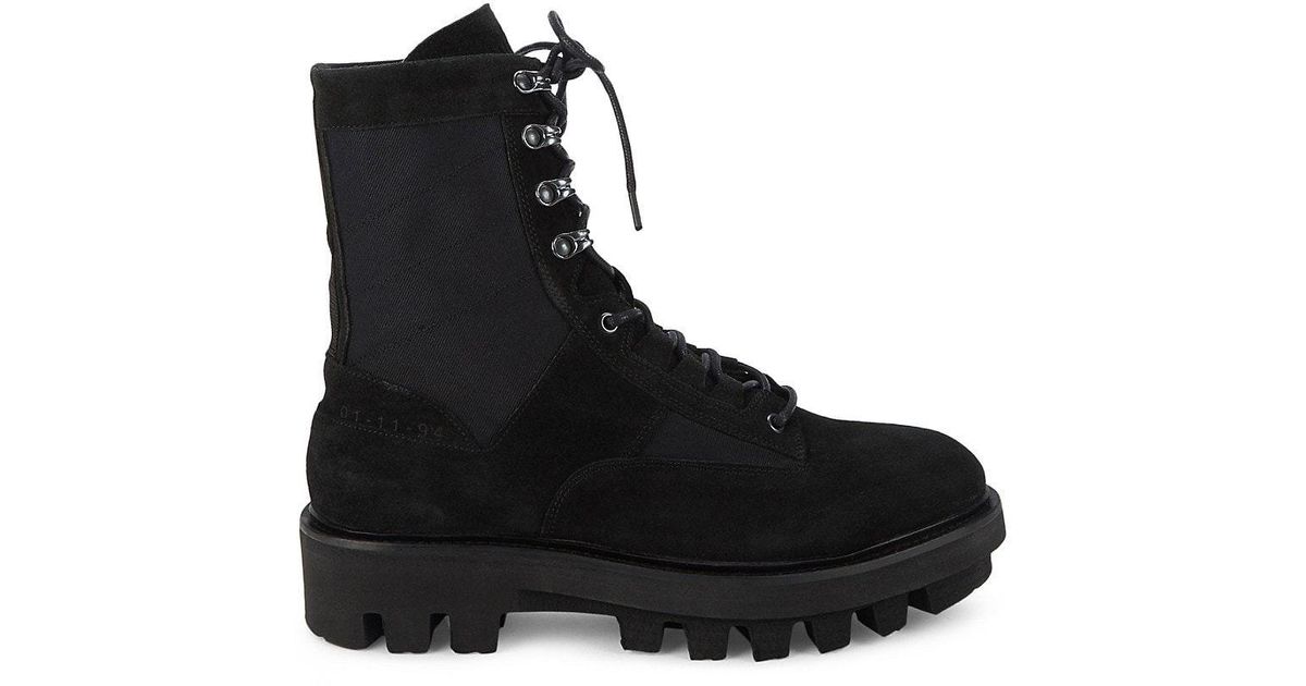 AllSaints Holt Suede Combat Boots in Black Lyst
