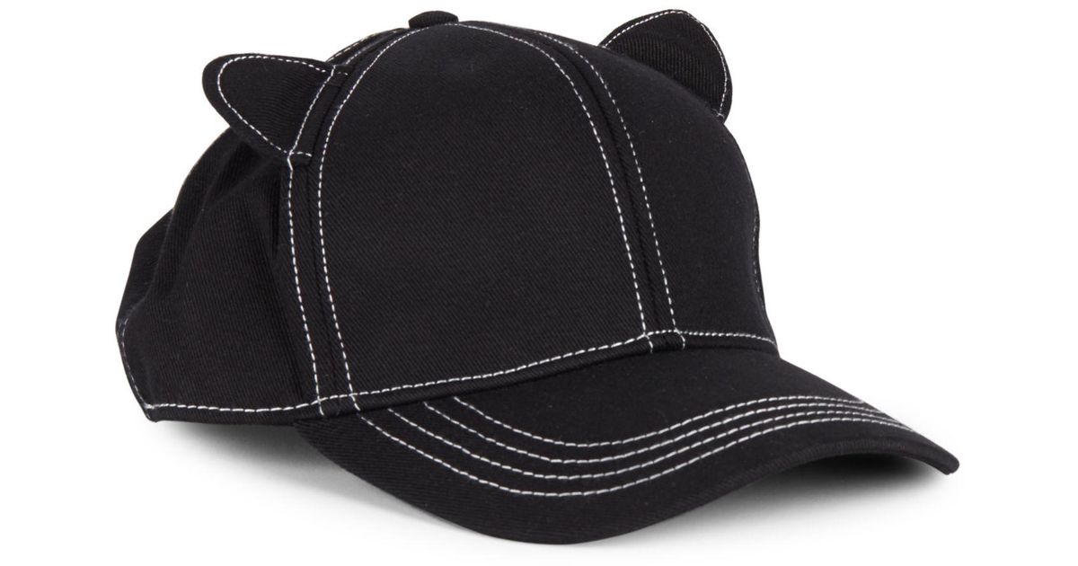 Karl Lagerfeld Cat Ears Baseball Hat in Black | Lyst UK