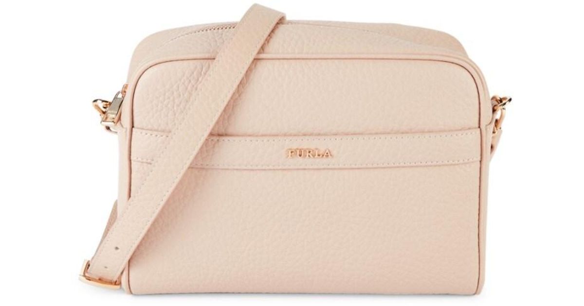 Furla Avril Grained Leather Crossbody Bag in White Lyst