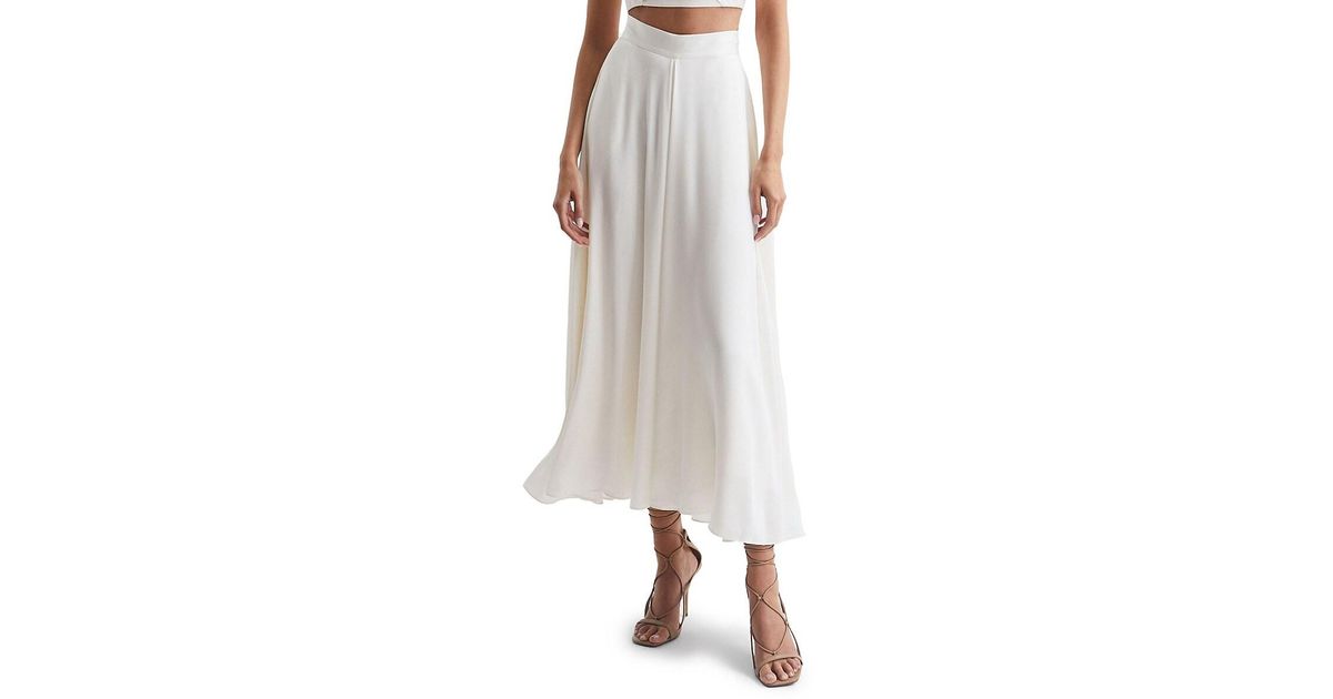 Reiss Ruby Satin A-line Maxi Skirt in White | Lyst UK