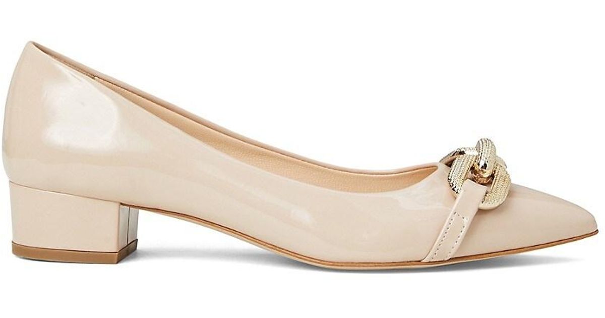 Bruno Magli Lixeth Leather Block Heel Pumps in Natural Lyst UK