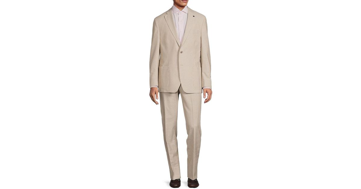 Hart Schaffner Marx New York Fit Striped Suit in Natural for Men | Lyst