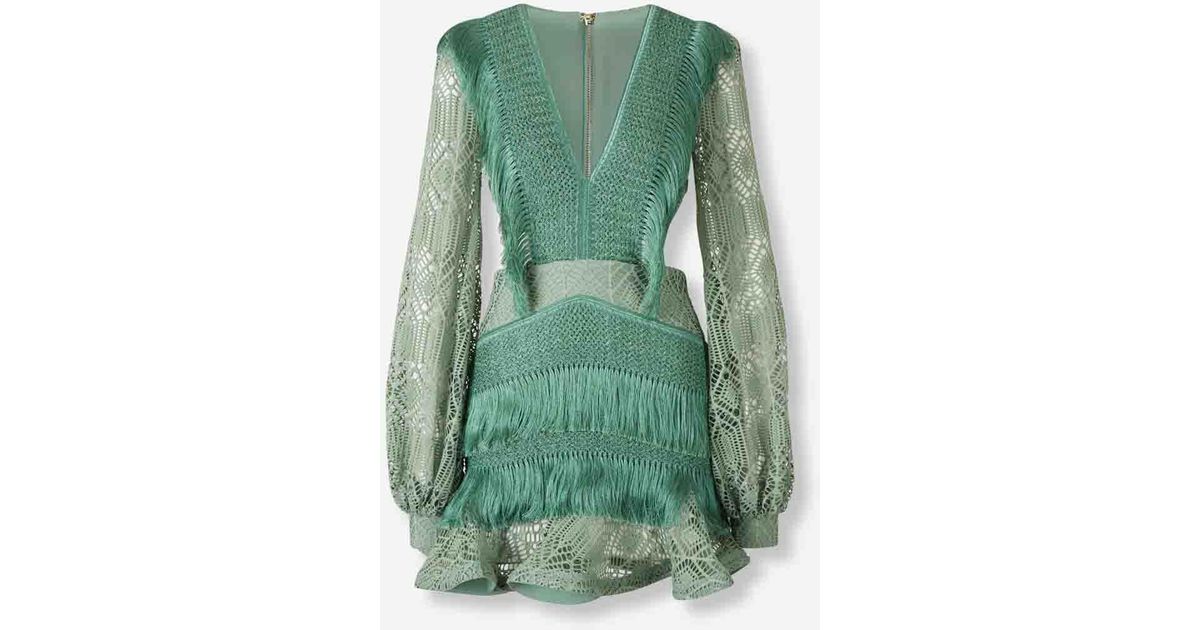 PATBO Mini Fringe Dress in Green | Lyst