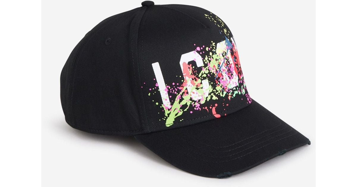 DSquared² Icon Splatter Cap in Black for Men Lyst