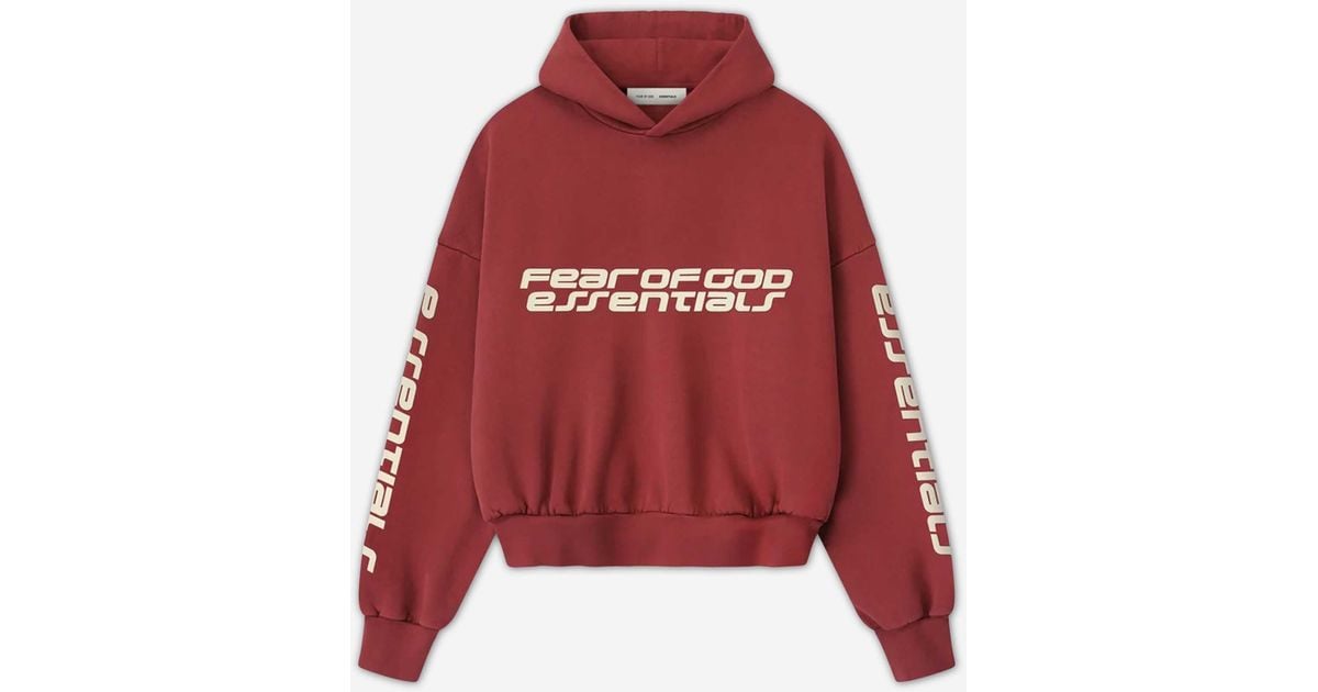 Fear Of God Cotton Hoodie in Red for Men | Lyst