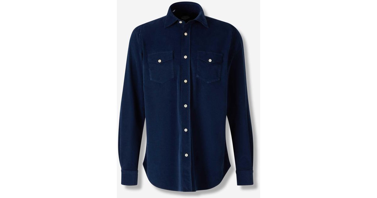 Vincenzo Di Ruggiero Micro Cord Shirt in Blue for Men | Lyst UK