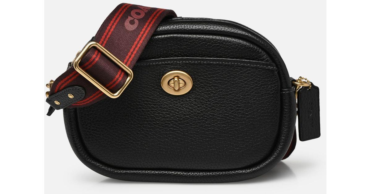 Soft Pebble Leather Camera Bag With Leather And Webbing Strap COACH en