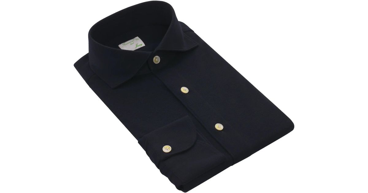 Finamore Navy Blue Cotton-cashmere Blend Shirt for Men | Lyst