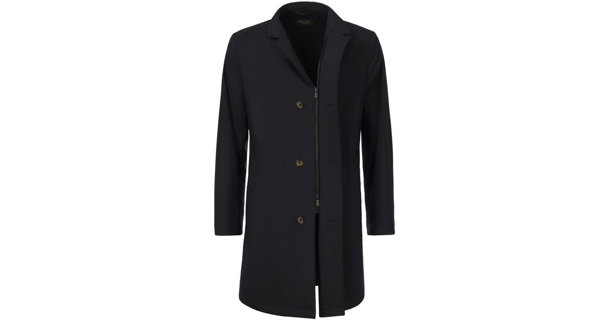Loro Piana Sebring Storm System Coat With Cashmere Lining in Black for ...