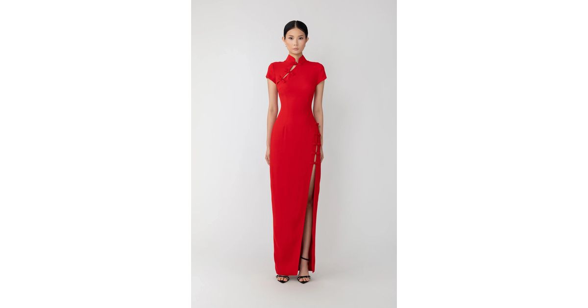 SAU LEE Isabella Maxi Dress in Red | Lyst UK