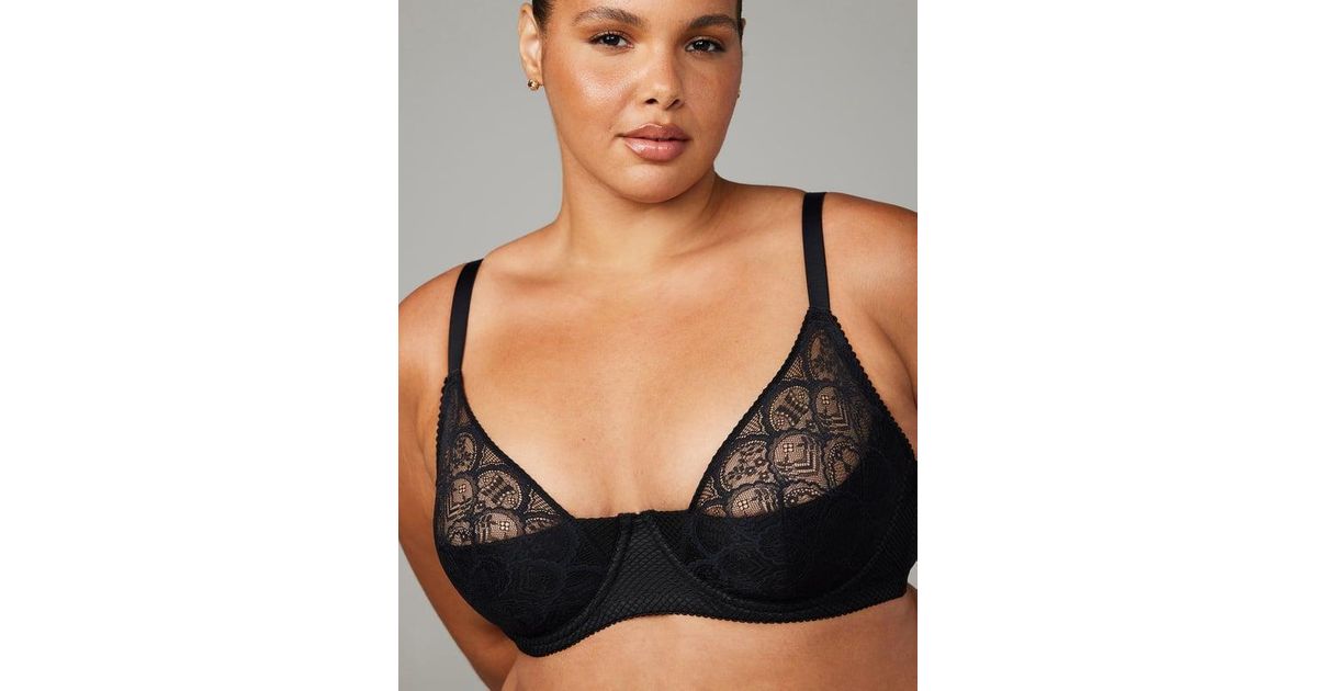 X-Rated Lace Quarter-Cup Bra in Black