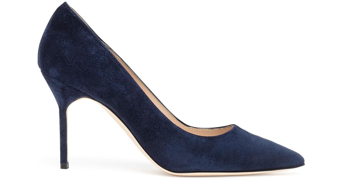 navy blue manolo blahnik shoes