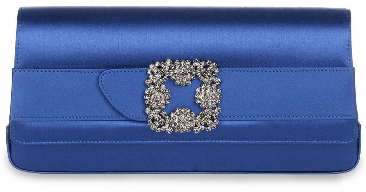 Manolo Blahnik Gothisi Royal Blue Satin 