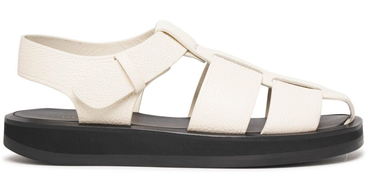 The Row Fisherman Ivory Leather Sandals in White | Lyst UK