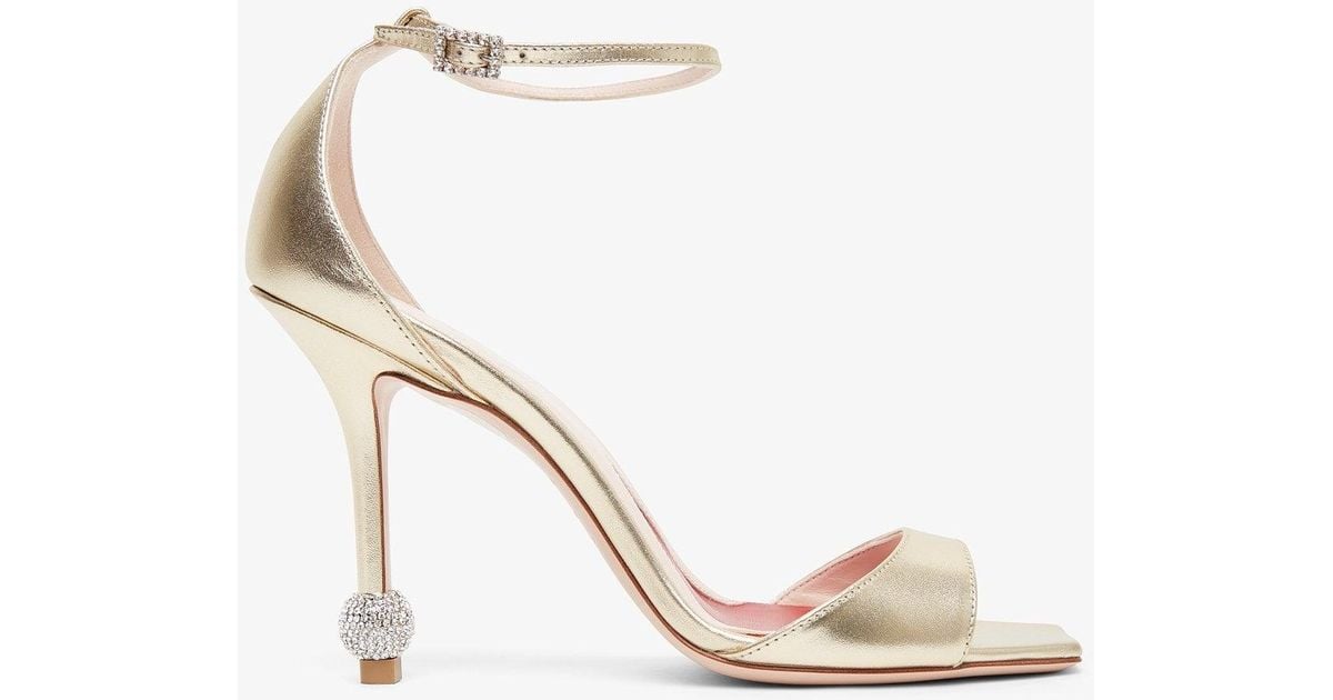 Roger Vivier Vivier Marlene 100 Embellished Gold Sandals in