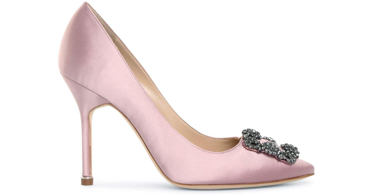 Manolo Blahnik Hangisi 105 Pink Satin Pumps | Lyst