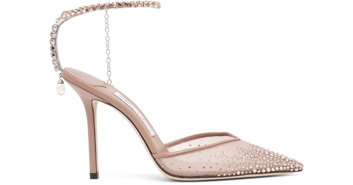 Jimmy Choo Saeda 100 Pink Glitter Pumps | Lyst