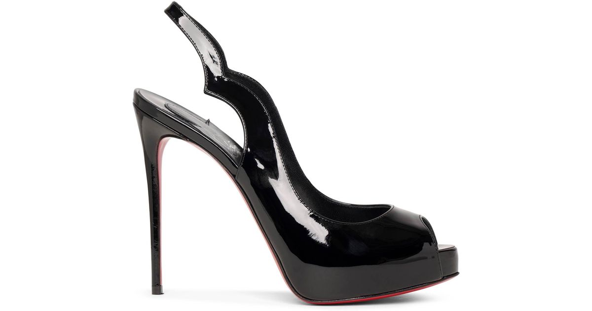 Christian Louboutin Leather Hot Chick Sling 120 Black Patent Pumps ...