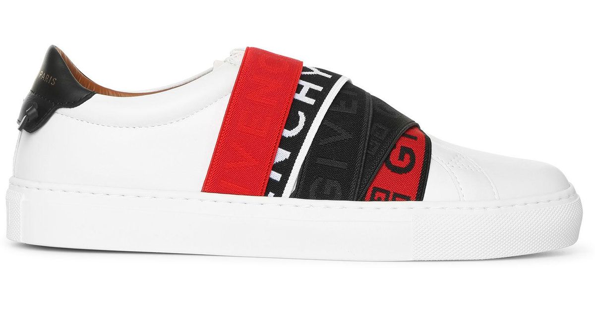 Givenchy Leather Webbing White And Red Sneakers - Lyst