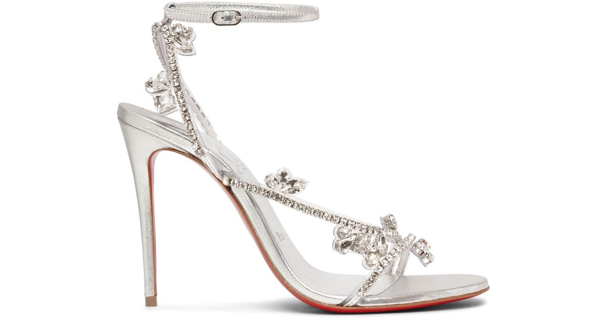 Christian Louboutin Leather Joli Queen 100 Pvc Silver Sandals in ...
