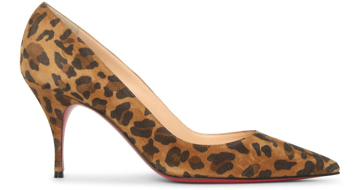 Christian Louboutin Clare 80 Leopard-print Suede Pumps in Brown - Save ...