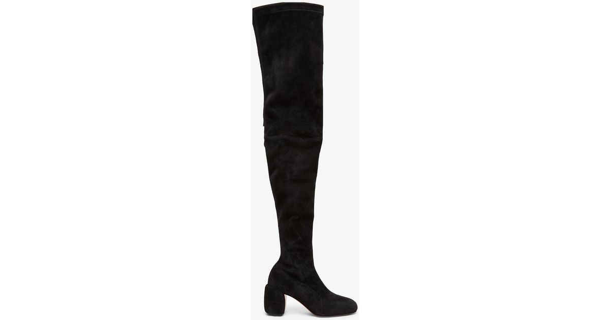Christian Louboutin Minny 70 Black Suede Over Knee Boots | Lyst