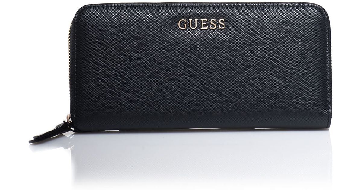 Guess Zip Wallet in Black | Lyst