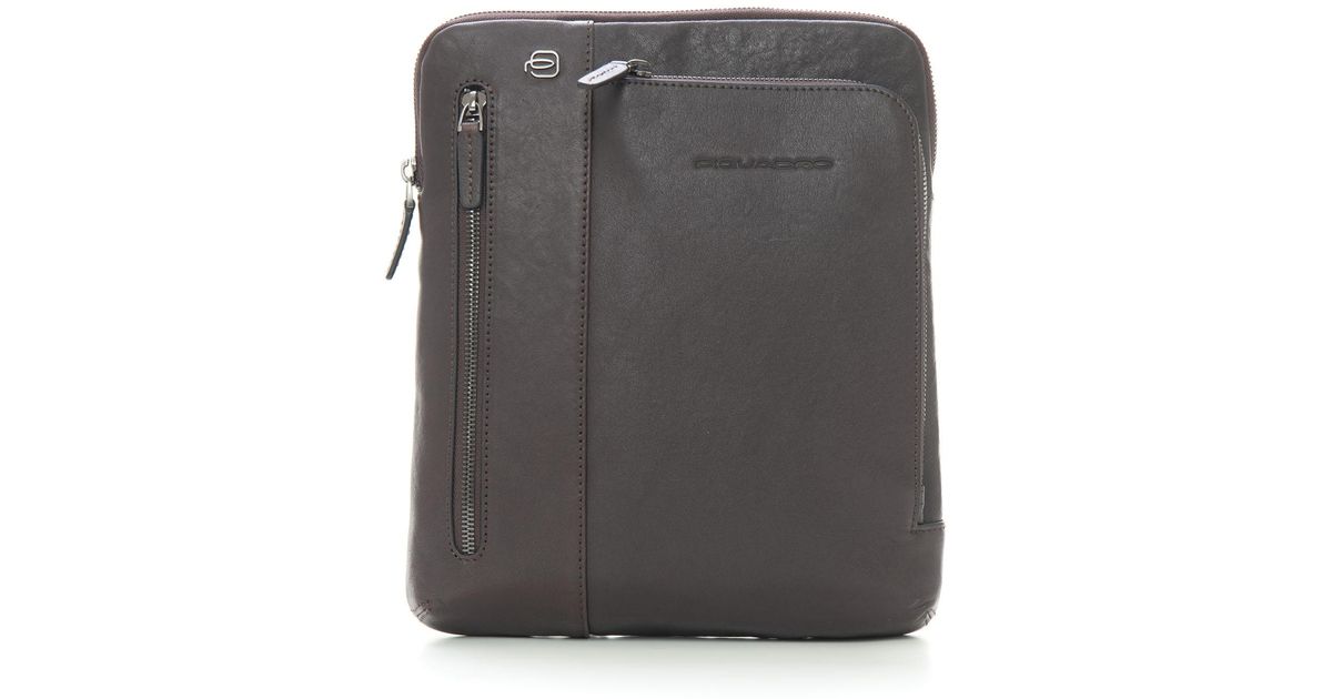 Piquadro Leather Shoulder Bag Dark Brown in Gray for Men | Lyst