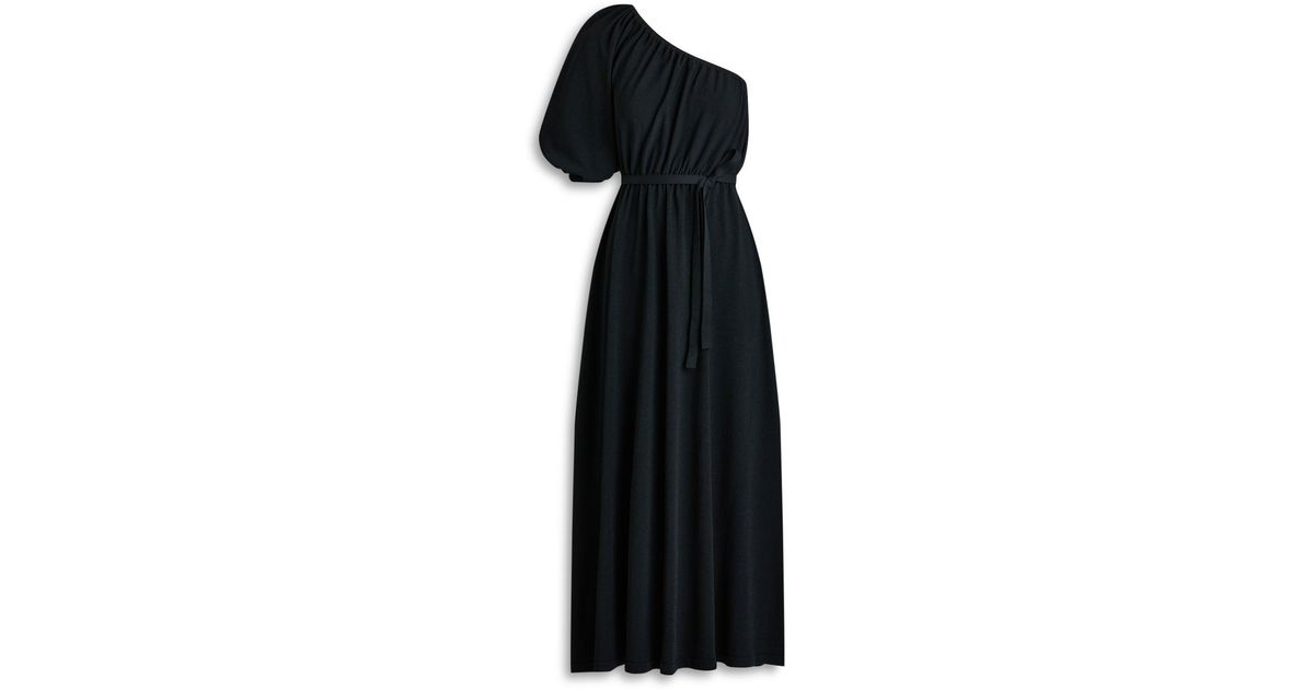 Scanlan Theodore Crepe Knit One Shoulder Dress in Black | Lyst