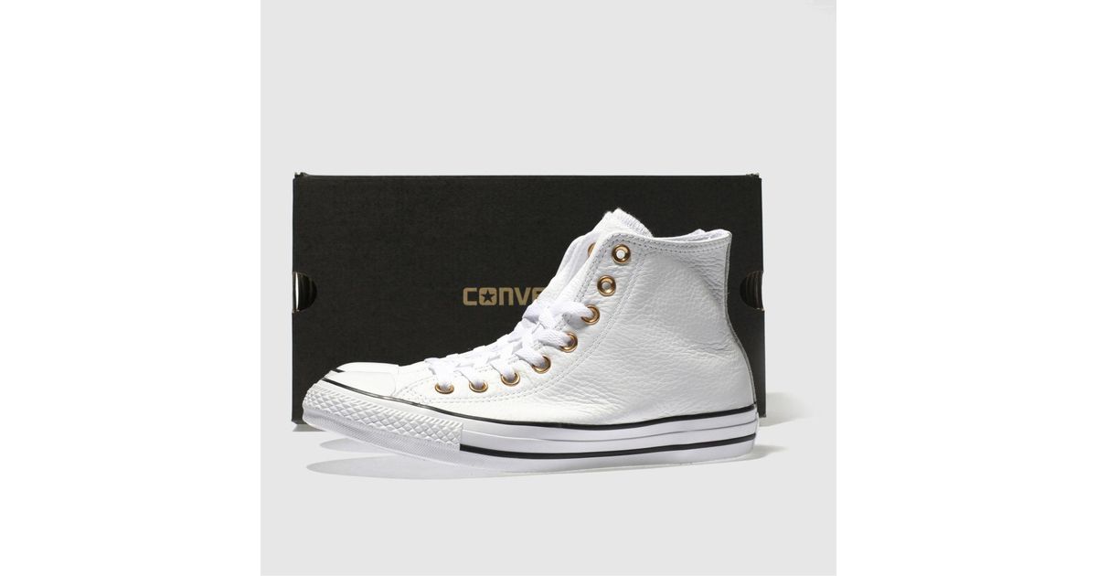 Converse White & Gold Rose Gold Eyelets Hi Trainers | Lyst UK