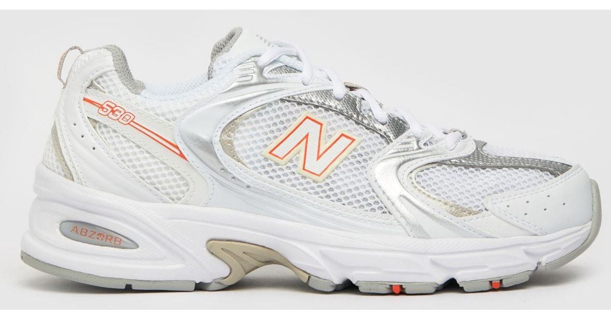 New Balance White & Orange 530 Trainers Lyst