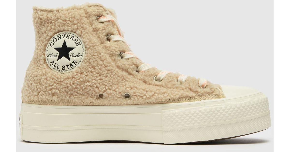 Beige Cozy Lift Hi Trainers in White 