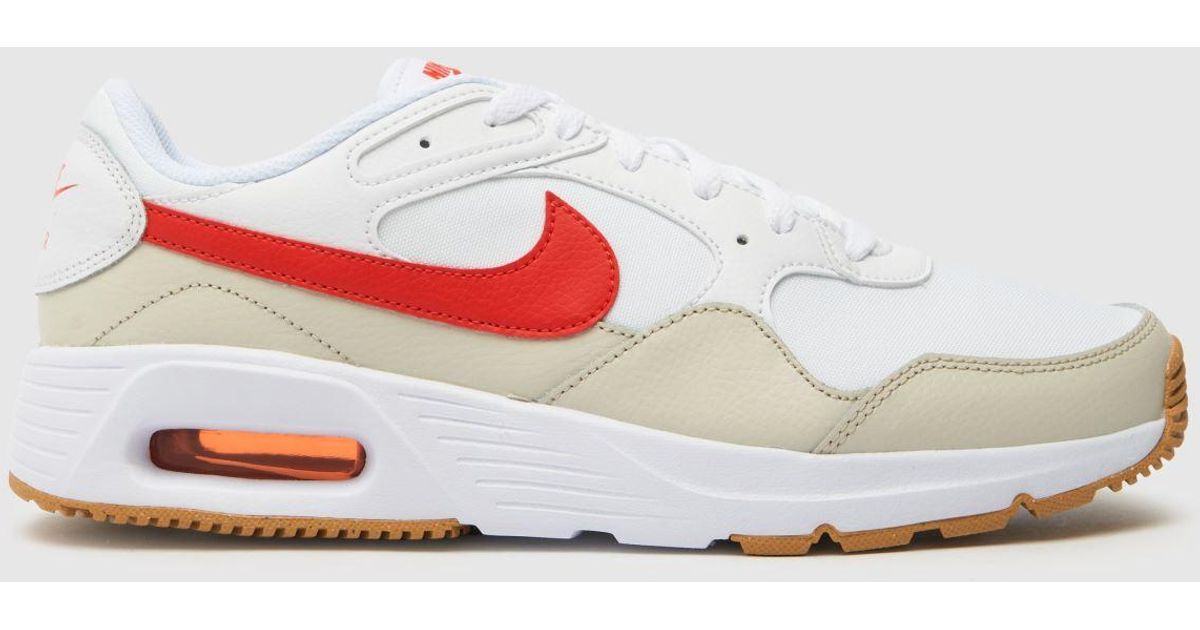 nike white & red air max sc trainers