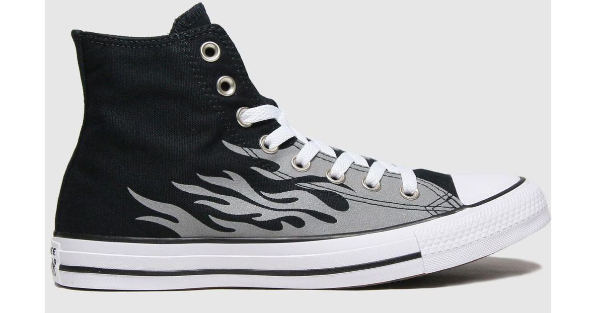Converse Black & Grey Reflective Flame Hi Trainers in Grey for Men | Lyst UK