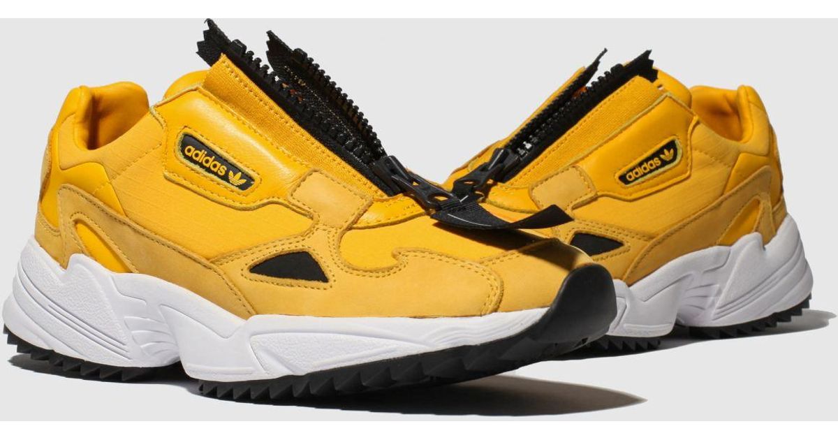 adidas Leather Falcon Zip Trainers in Yellow | Lyst UK