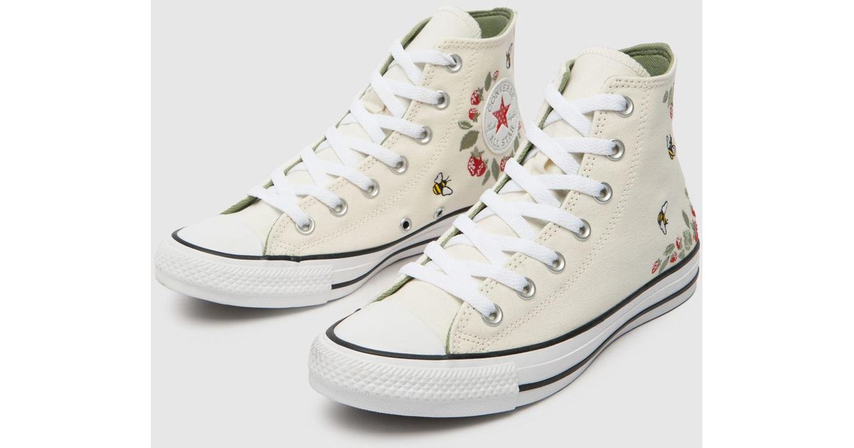 Converse All Star Hi Bees And Berries Trainers In White & Green Lyst UK