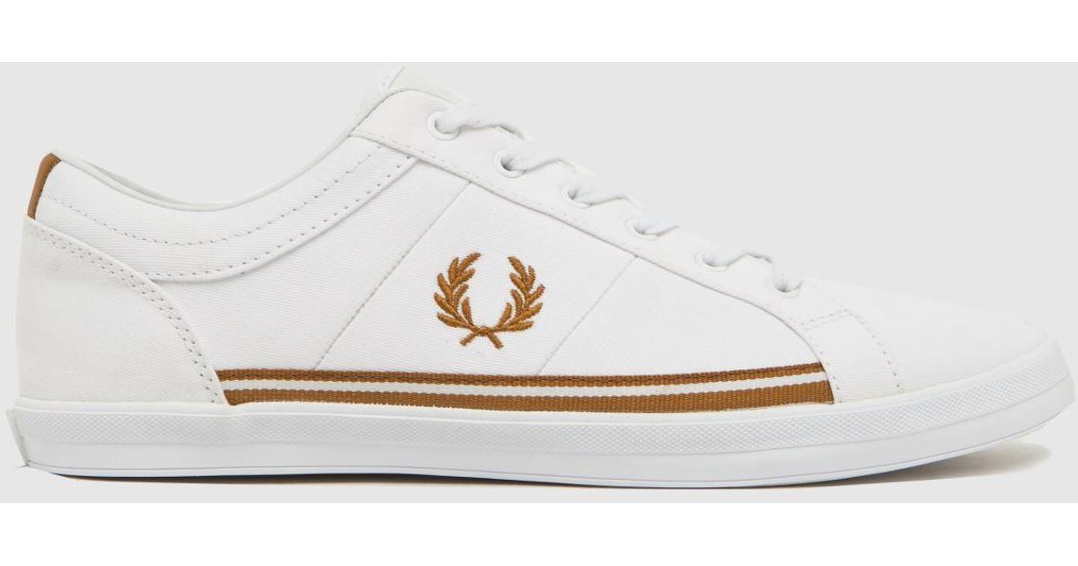 Fred Perry Baseline Twill Trainers In White & Beige for Men | Lyst UK